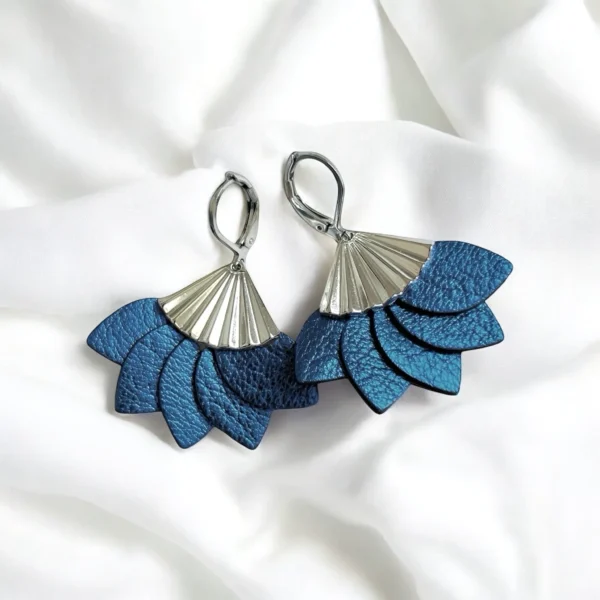 Boucles cuir Sakura argenté