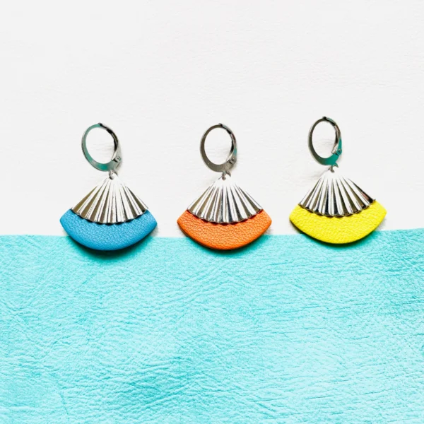 Boucles cuir Alya argenté