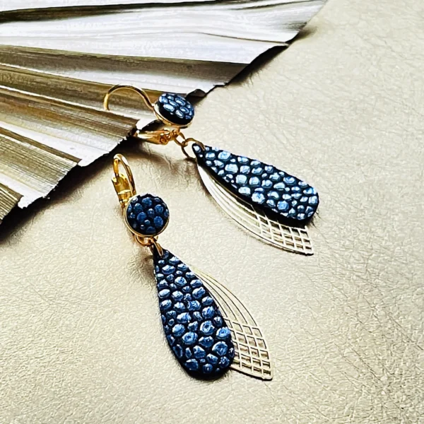 Boucles d'oreilles cuir Pétales
