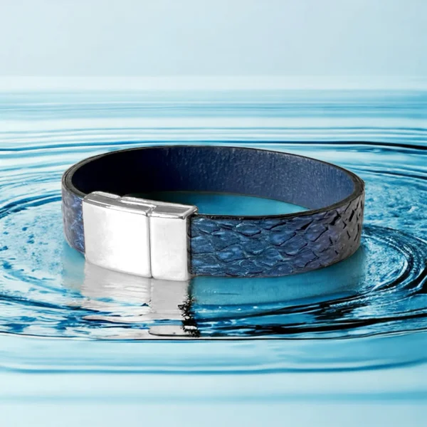 Bracelet cuir marin SAKO argent