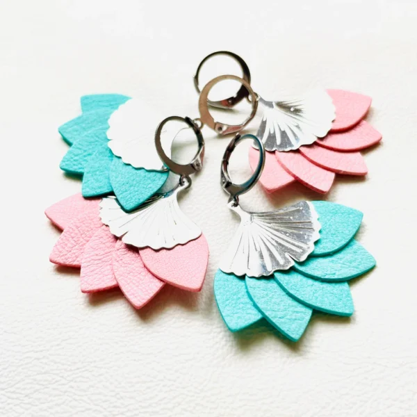 Boucles cuir Ginka argenté