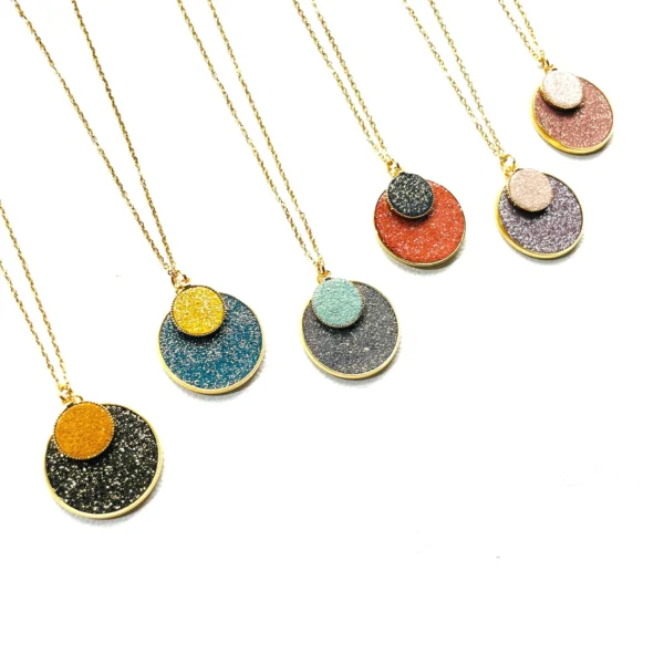Collier cuir Bulles pailletées
