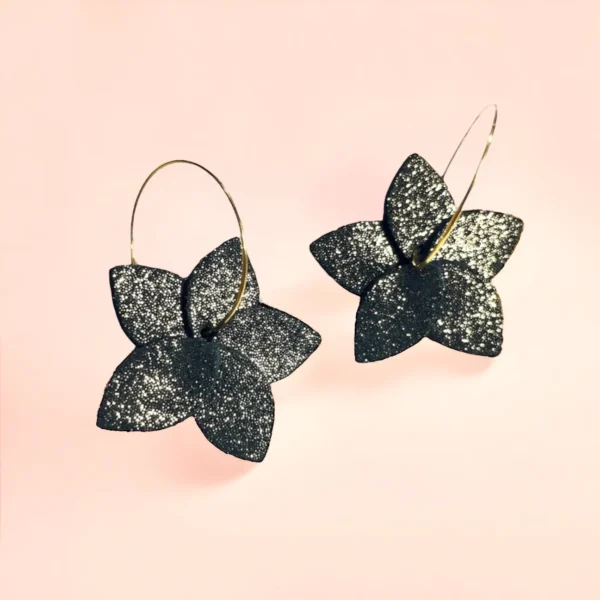 Boucles cuir Jasmin Pailleté