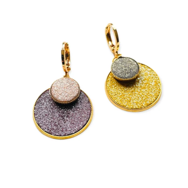 Boucles cuir Bulles pailletées