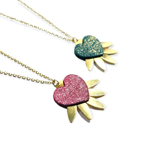 Collier cuir pailleté Vénus