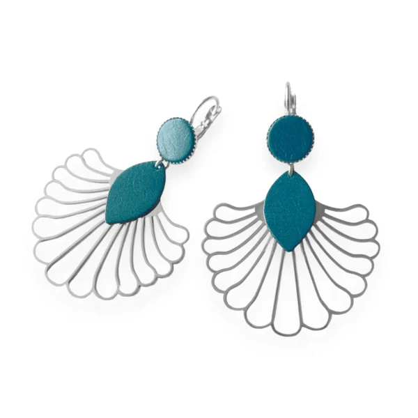 Boucles cuir Flore argent