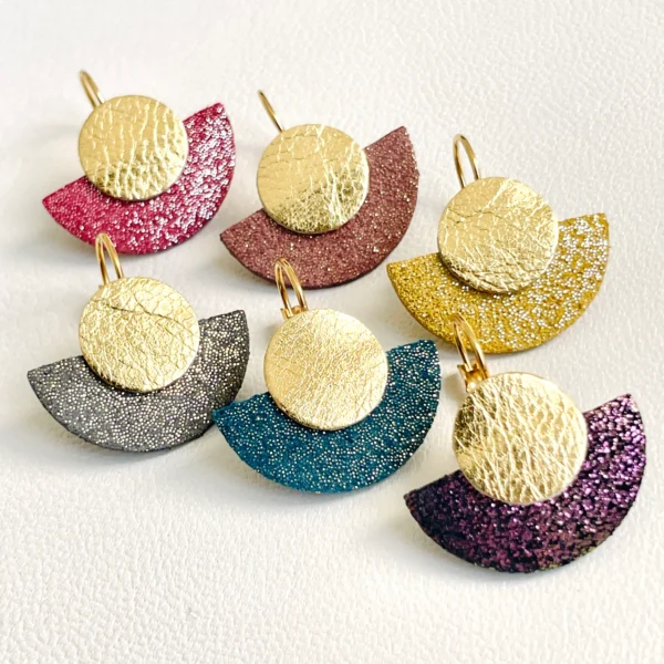 Boucles cuir pailleté Téthys