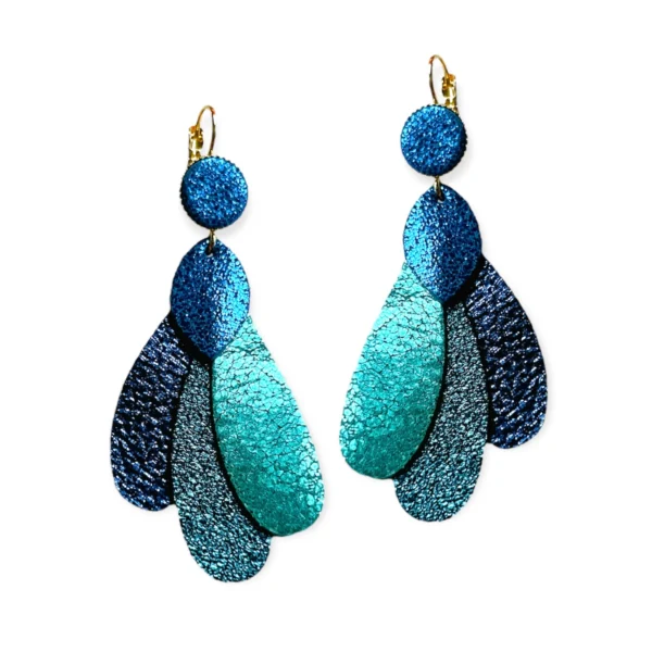 Boucles d'oreilles cuir Paon