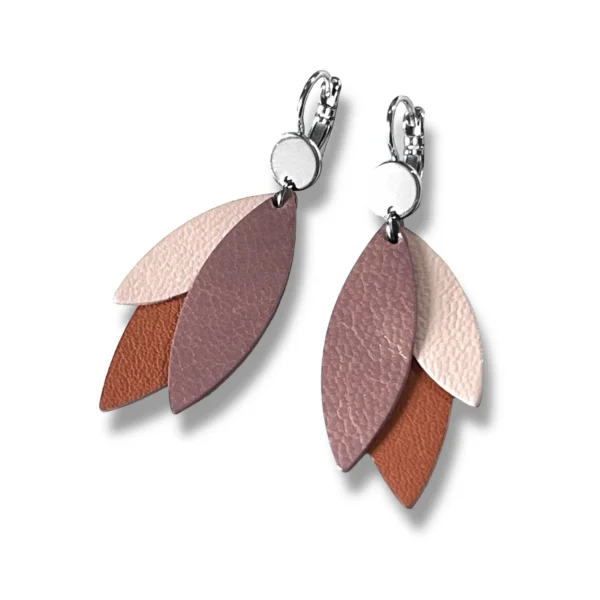 Boucles cuir Ombline argentées