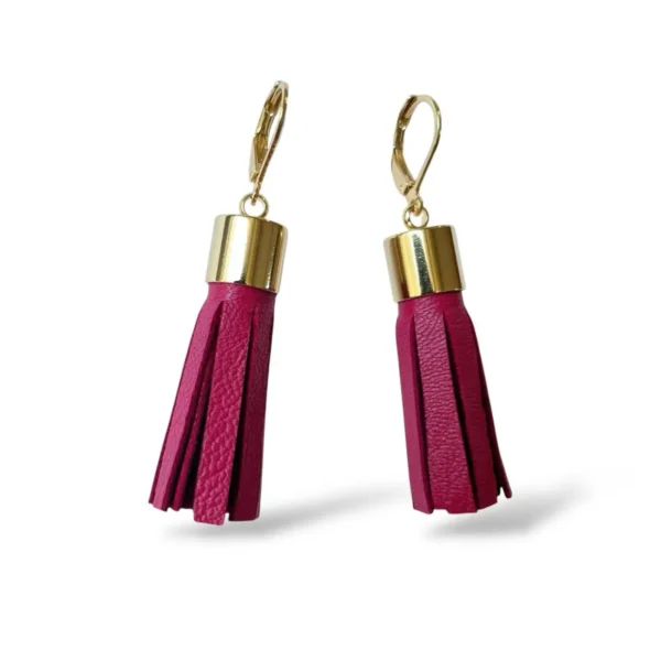 Boucles d'oreilles cuir Pompons